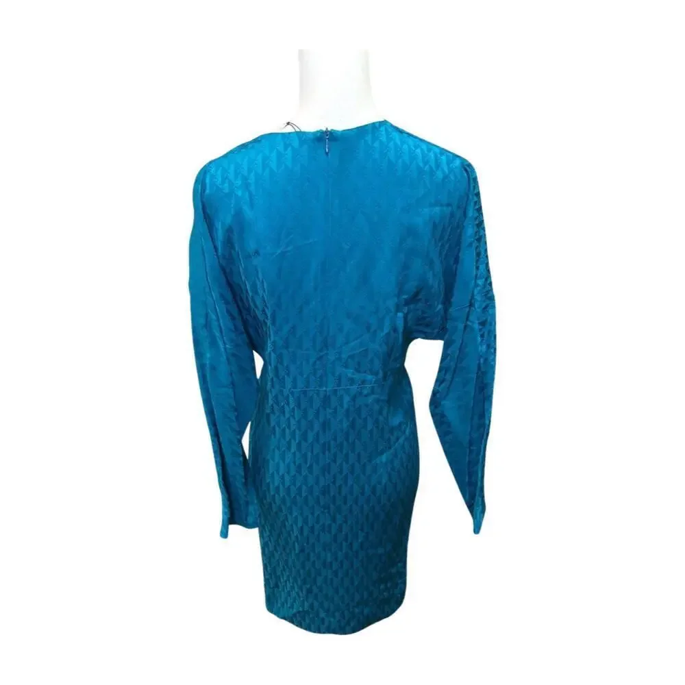 New Sandro Paris Ruched Satin Jacquard Mini Dress, size 40/US 4 - Picture 3 of 5